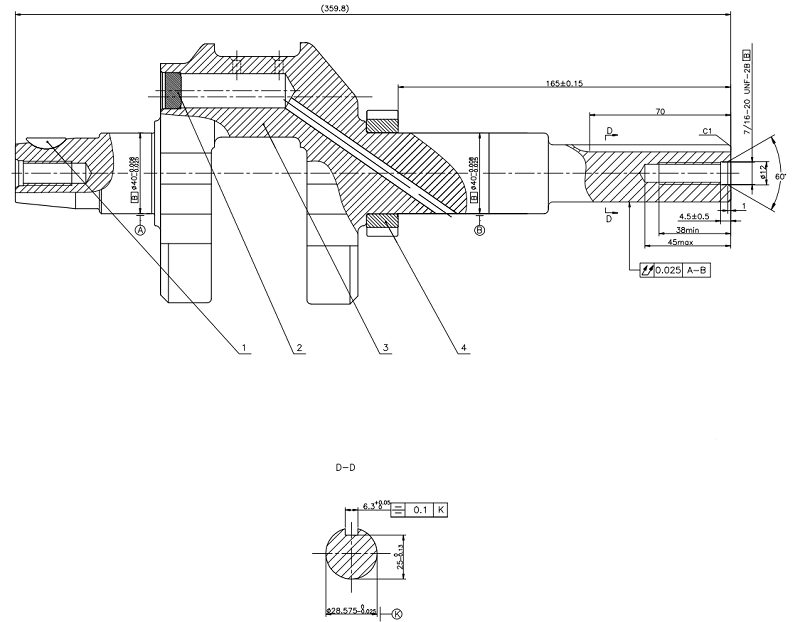 Коленвал LC2V80F D28,575 мм (E type)/130290677-0001
