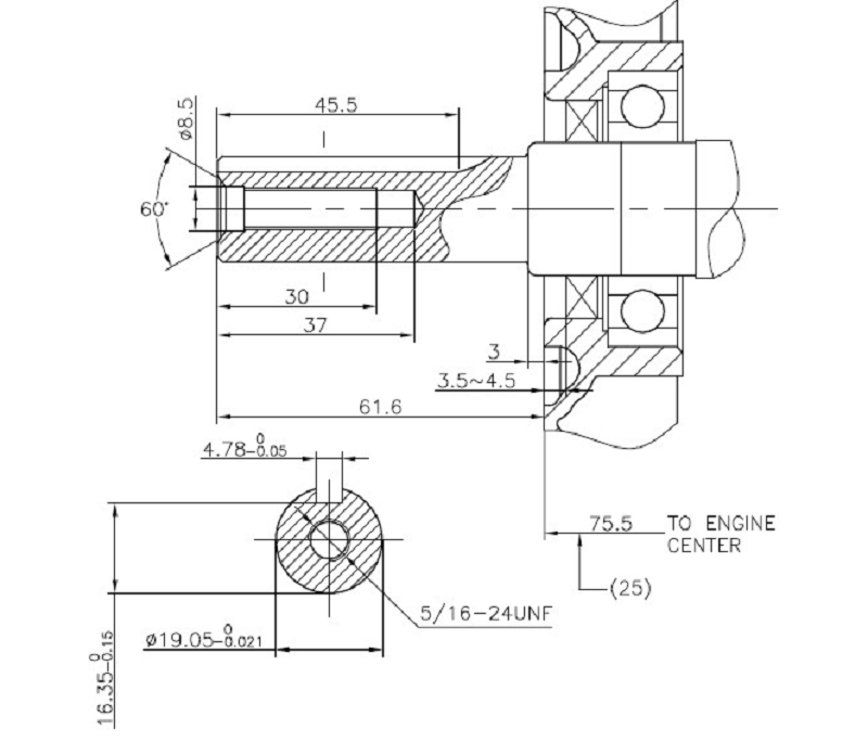 Коленвал G200F D19 мм (R type)/130290049-0002