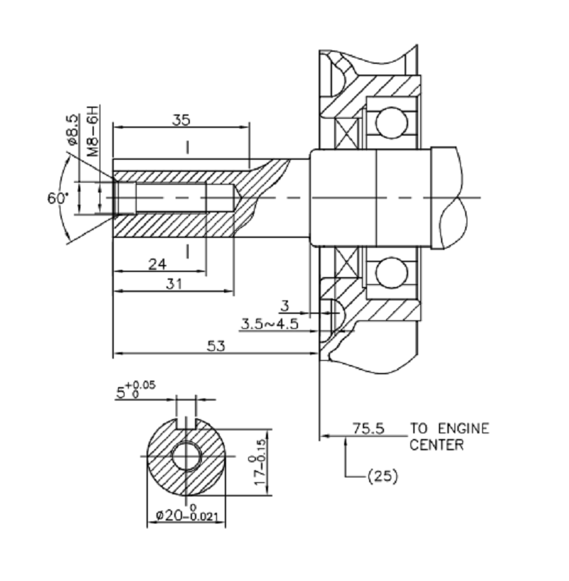 Коленвал G160F D20 мм (A type)/130290025-0001