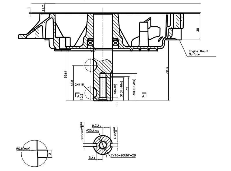 Коленвал LC1P75F D25 мм (E type)/130290479-0001