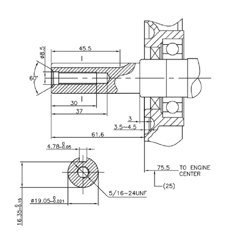 Коленвал H200 D19 мм (R type)/130290743-0001