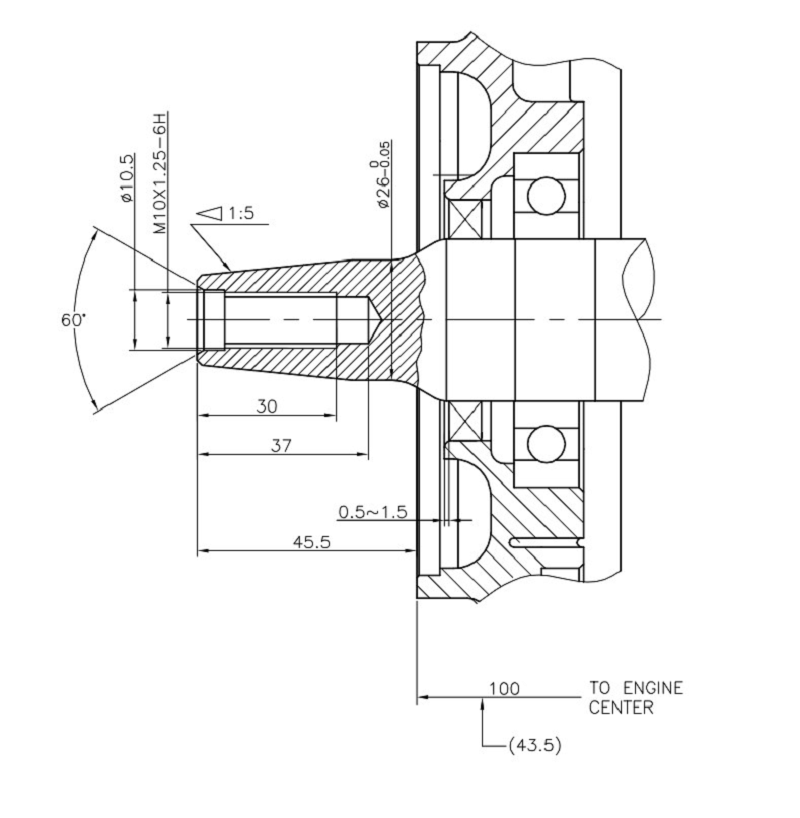Коленвал G420F(190F) конусный 45,5мм (B type)/130290104-0001