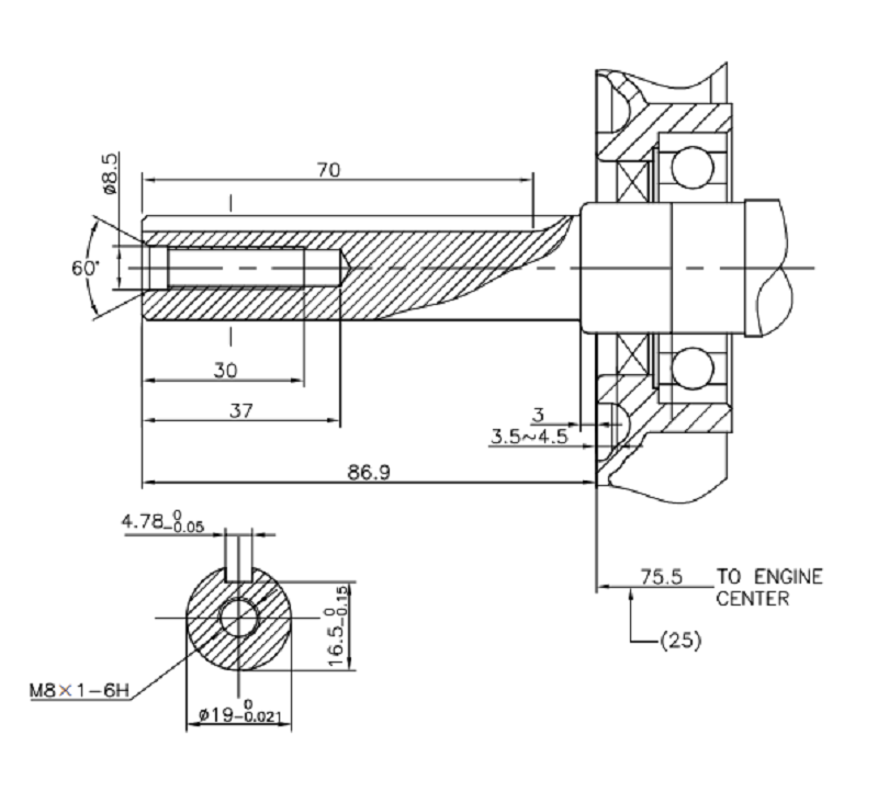 Коленвал G200F D19 мм (A35 type)/130290097-0001 (0002)