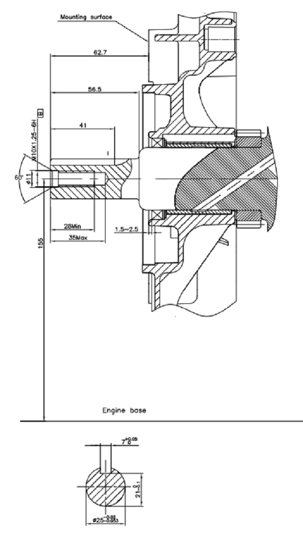 Коленвал LC2V80F D25 мм (H type)/130290691-0001