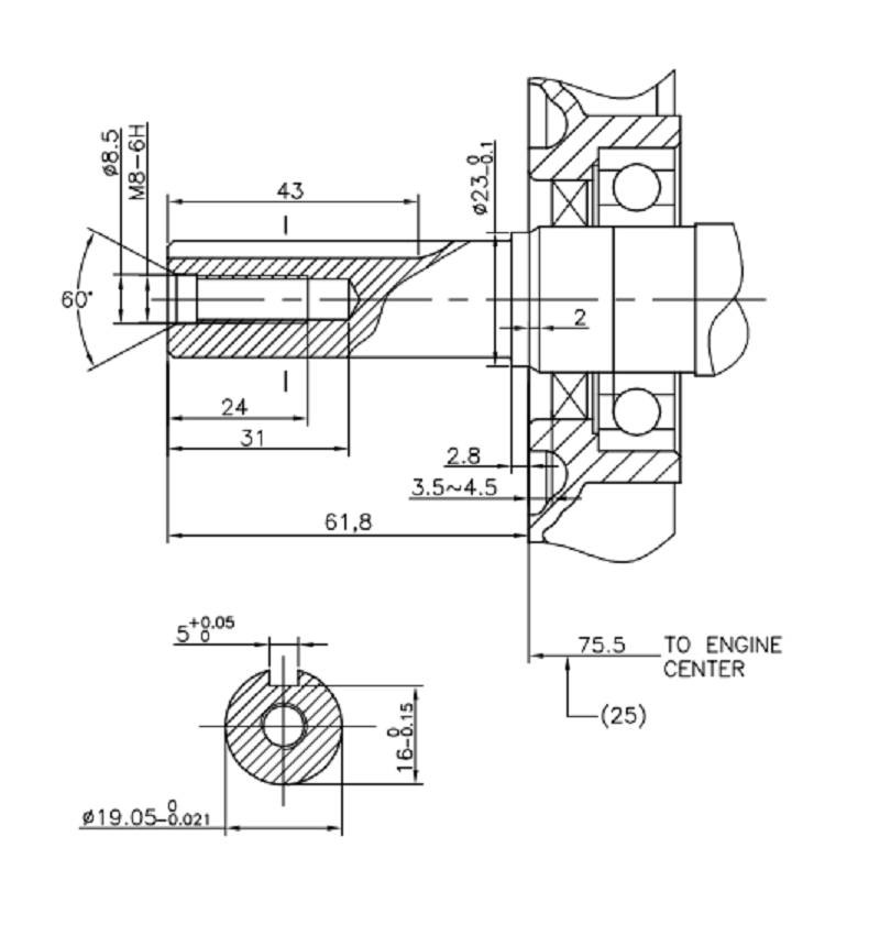 Коленвал G200F D19 мм (A10 type)/130290043-0001