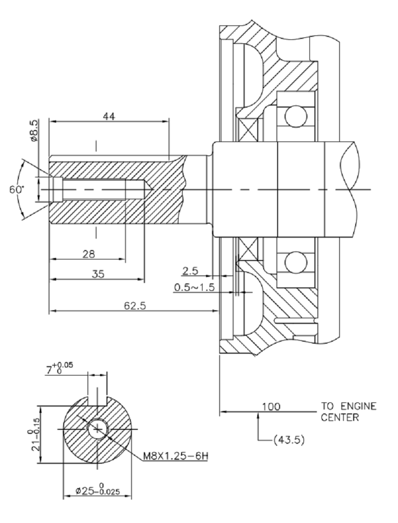 Коленвал LC185FA D25 мм (А type)/130290112-0003