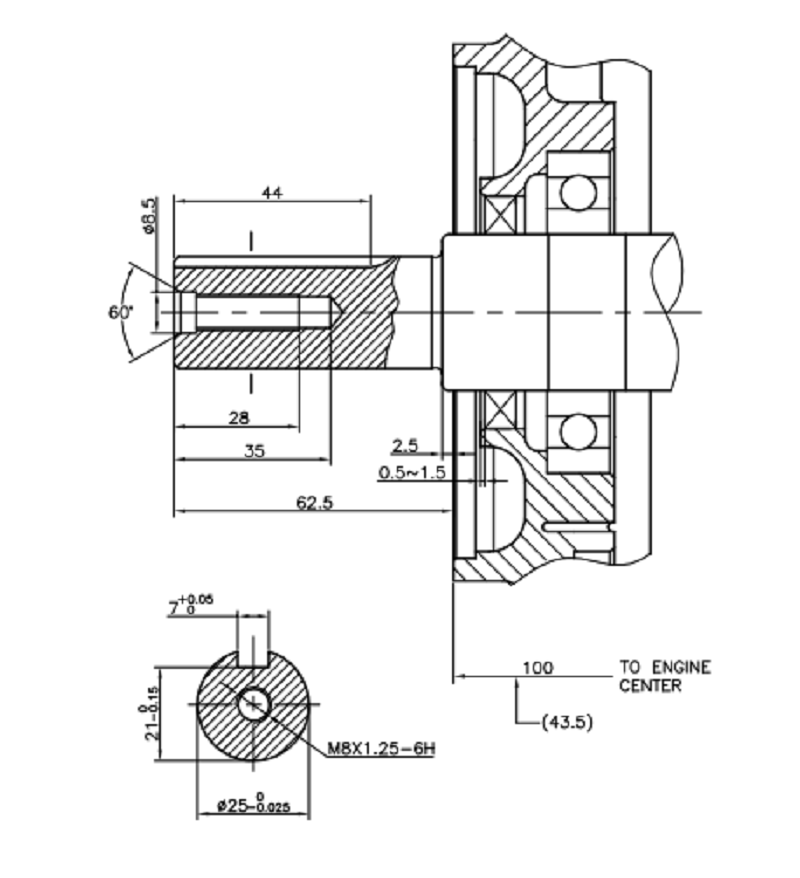 Коленвал LC196FD D25 мм (D type)/130290723-0001