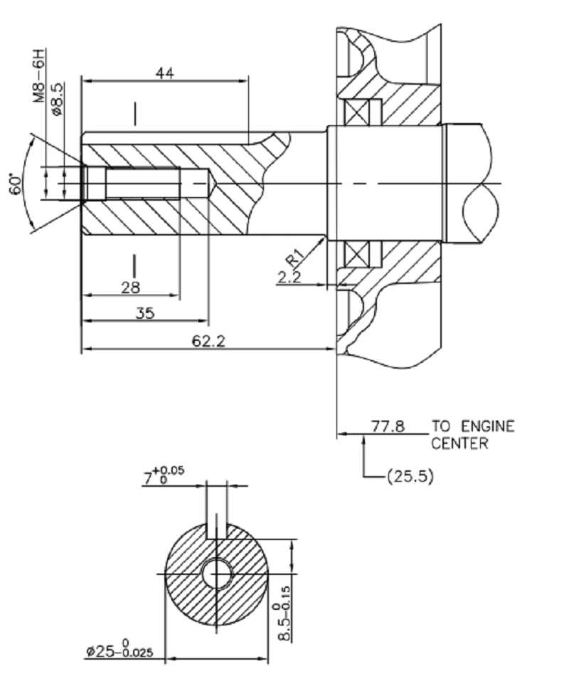 Коленвал LC175F-2 D25 мм (B12 type)/130290574-0001